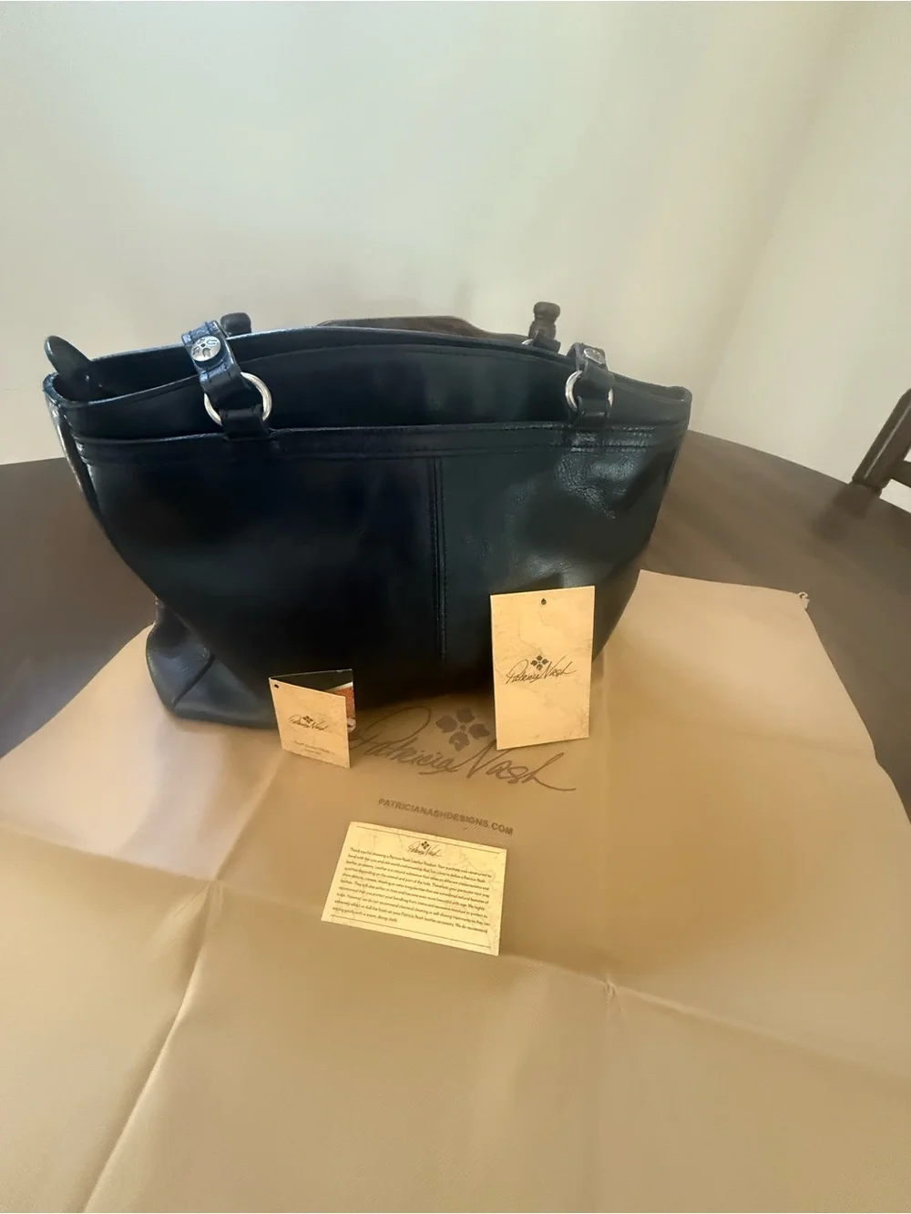 Patricia Nash Black Leather Shoulder Tote